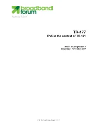 Ipv6 in the Context of TR-101
