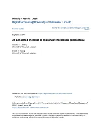 An Annotated Checklist of Wisconsin Mordellidae (Coleoptera)