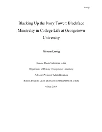 Blackface Minstrelsy in College Life at Georgetown University