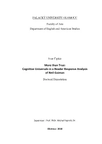 Cognitive Universals in a Reader Response Analysis of Neil Gaiman