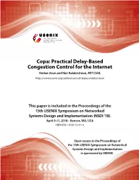 Copa: Practical Delay-Based Congestion Control for the Internet