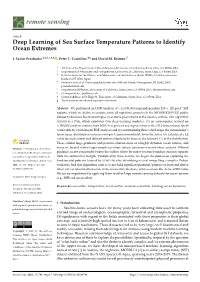 Deep Learning of Sea Surface Temperature Patterns to Identify Ocean Extremes