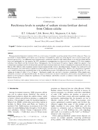 Perchlorate Levels in Samples of Sodium Nitrate Fertilizer Derived from Chilean Caliche