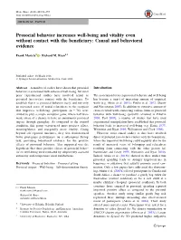 Prosocial Behavior Increases Well-Being and Vitality Even Without Contact with the Beneﬁciary: Causal and Behavioral Evidence