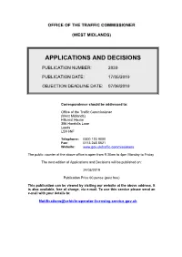 Applications and Decisions for West Midlands