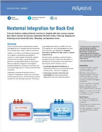 Nexternal Integration for Back End Pervasive Software Enables Nexternal Customers to Integrate with Other Business Systems