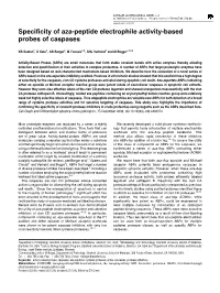 Specificity of Aza-Peptide Electrophile Activity-Based Probes of Caspases