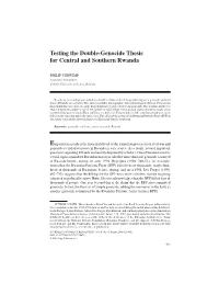 Testing the Double-Genocide Thesis for Central and Southern Rwanda