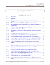 2.3.: Executive Summary Table of Contents