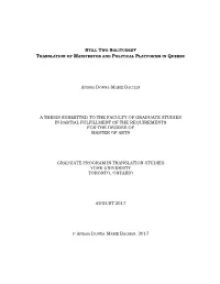 A Thesis Submitted to the Faculty of Graduate Studies in Partial Fulfillment of the Requirements for the Degree of Master of Arts