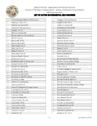 List of Active Govermental Self-Insurers
