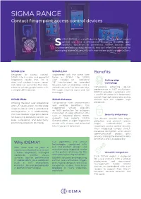 SIGMA RANGE Contact Fingerprint Access Control Devices