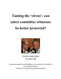Taming the ”Circus': Can Select Committee Witnesses Be Better Protected?