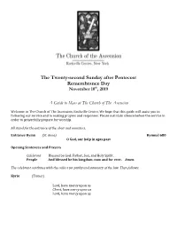 The Twenty-Second Sunday After Pentecost Remembrance Day November 10Th, 2019