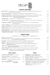 11 X 17 Dinner Menu Front Jan 2020