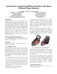 Augmenting Mobile Interactions with Back- Of-Device Finger Gestures