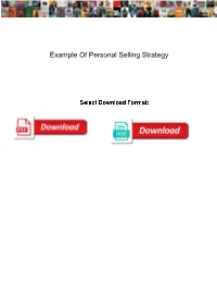 Example of Personal Selling Strategy