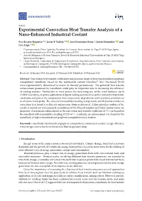 Experimental Convection Heat Transfer Analysis of a Nano-Enhanced Industrial Coolant