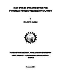 Hvdc Back to Back Connection for Power Exchange Between Electrical Grids