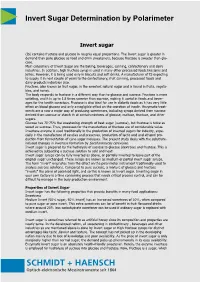 Invert Sugar Determination by Polarimeter