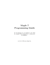 Maple 7 Programming Guide