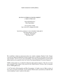 Nber Working Paper Series Spatial Patterns Of