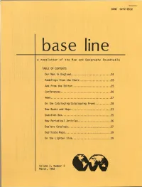 Base Line a Newsletter of the Map and Geography Roundtable