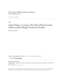 The Writ of Error Coram Nobis and the Morgan Footnote Paradox