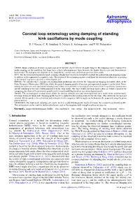 Coronal Loop Seismology Using Damping of Standing Kink Oscillations by Mode Coupling D