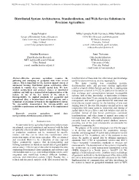 Distributed System Architectures, Standardization, and Web-Service Solutions in Precision Agriculture