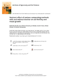 Nutrient Effect of Various Composting Methods with and Without Biochar on Soil Fertility and Maize Growth