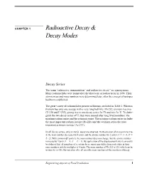 Radioactive Decay & Decay Modes