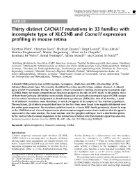 Thirty Distinct CACNA1F Mutations in 33 Families with Incomplete Type of XLCSNB and Cacna1f Expression Proﬁling in Mouse Retina