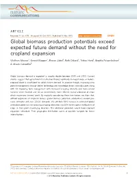 Global Biomass Production Potentials Exceed Expected Future Demand Without the Need for Cropland Expansion