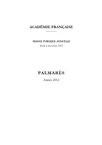 PALMARÈS Année 2012