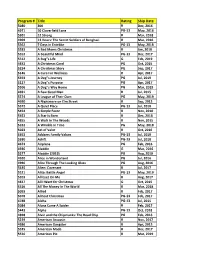 Program # Title Rating Ship Date
