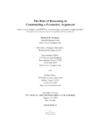 The Role of Reasoning in Constructing a Persuasive Argument