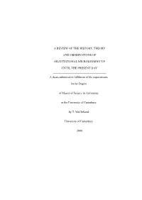 A Review of the History, Theory and Observations Of