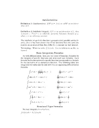 Antiderivatives Basic Integration Formulas Structural Type Formulas