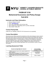 Behavioral Economics Syllabus