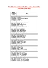 List of Students Enrolled for the Value-Added Courses in the Academic Year 2019-20