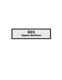 501 Algebra Questions 2Nd Edition