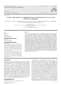 Correlates of Physiological Stress and Habitat Factors in Reintroduction-Based Recovery of Tiger (Panthera Tigris) Populations