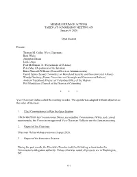 Memorandum of Actions for the January 9, 2020 Commission Meeting