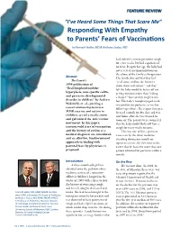 Responding with Empathy to Parents' Fears of Vaccinations