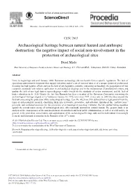 Archaeological Heritage Between Natural Hazard and Anthropic Destruction: the Negative Impact of Social Non-Involvement in the Protection of Archaeological Sites