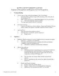 BUTTE COUNTY SHERIFF's OFFICE Explosives Recognition and Response for First Responders