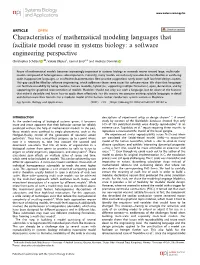Characteristics of Mathematical Modeling Languages That