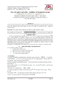 On Cycle Index and Orbit – Stabilizer of Symmetric Group 1Mogbonju M