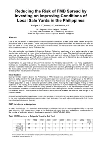 Reducing the Risk of FMD Spread by Investing on Improving Conditions of Local Sale Yards in the Philippines